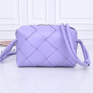 Bottega Veneta Small Cassette Camera Bag Intreccio Lambskin Purple