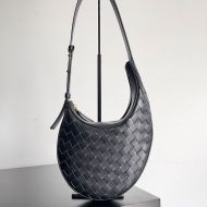 Bottega Veneta Small Drop Shoulder Bag Intreccio Lambskin Black