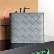 Bottega Veneta Small Intreccio Bi-Fold Wallet Calfskin Grey