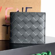 Bottega Veneta Small Intreccio Bi-Fold Wallet Calfskin Taupe