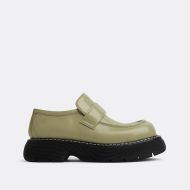 Bottega Veneta Swell Loafers Unisex Shiny Calfskin Khaki