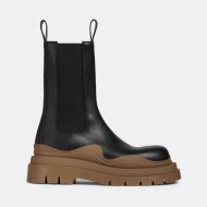 Bottega Veneta Tire Chelsea Boots Unisex Vegetally-tanned Calfskin Black/Coffee