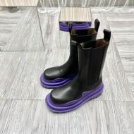 Bottega Veneta Tire Chelsea Boots Unisex Vegetally-tanned Calfskin Black/Purple