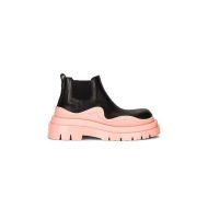 Bottega Veneta Tire Ankle Chelsea Boots Unisex Vegetally-tanned Calfskin Black/Pink