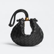 Bottega Veneta Turn Pouch with Adjustable Strap Intreccio Lambskin Black