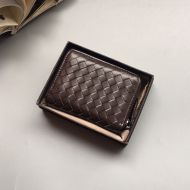 Bottega Veneta Zip Around Wallet Intreccio Lambskin Coffee