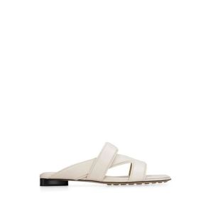 Bottega Veneta Band Slides Women Calfskin with Cross Strap White