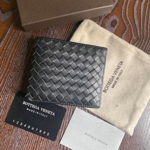 Bottega Veneta Bifold Wallet Intreccio Lambskin Black