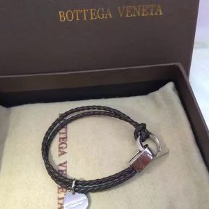 Bottega Veneta Double Braid Bracelet Lambskin with Buckle Coffee