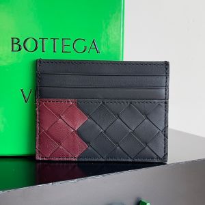 Bottega Veneta Intreccio Credit Card Case Lambskin Black/Burgundy