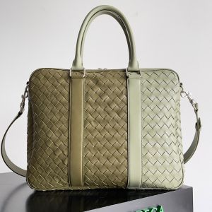 Bottega Veneta Large Intreccio Briefcase with Detachable Strap Calfskin Olive/Green