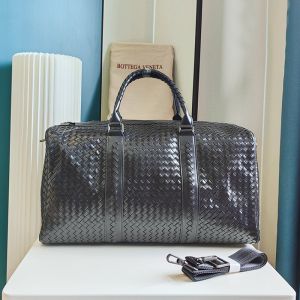 Bottega Veneta Medium Intreccio Duffle Bag with Intreccio Handle Calfskin Black