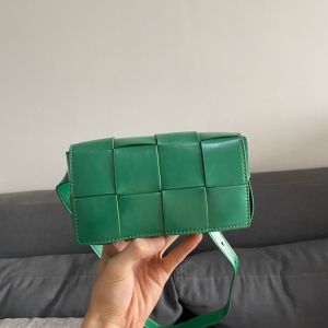 Bottega Veneta Mini Cassette Belt Bag Intreccio Smooth Calfskin Green