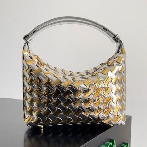 Bottega Veneta Mini Wallace Shoulder Bag Mirror Laminated Lambskin Gold/Silver