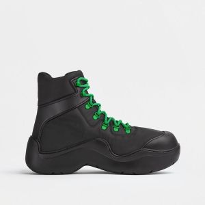 Bottega Veneta Puddle Bomber Boots Unisex Nylon and Rubber Black/Green