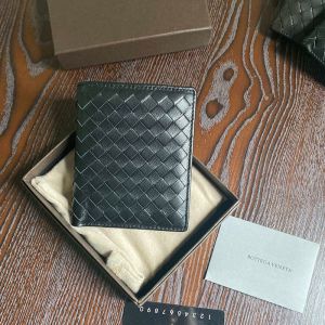 Bottega Veneta Slim Bifold Wallet Intreccio Lambskin Black