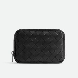 Bottega Veneta Small Intreccio Organizer Clutch Calfskin Black