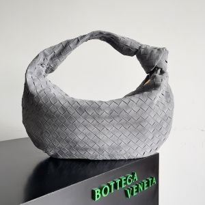 Bottega Veneta Teen Jodie Shoulder Bag Intreccio Suede Grey