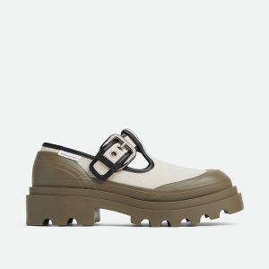 Bottega Veneta Trek Mary-Jane Loafers Unisex Canvas Beige/Khaki