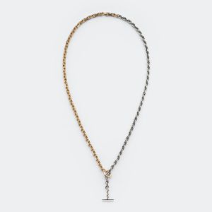 Bottega Veneta Two-tone Chain Necklace In Metal Silver/Gold